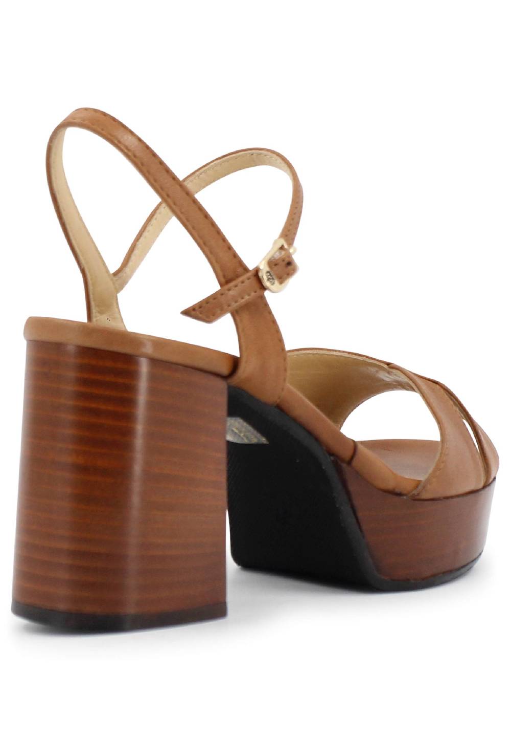 L'ARIANNA Sandali DS1639 donna in pelle cuoio con cinturino e tacco e plateau in cuoio Negozi Online