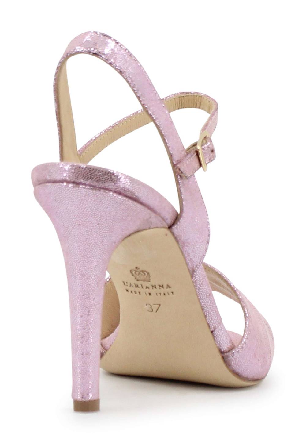 L'ARIANNA Sandali ds1643 da donna in pelle laminata rosa con tacco alto e cinturino alla caviglia Acquista Ora